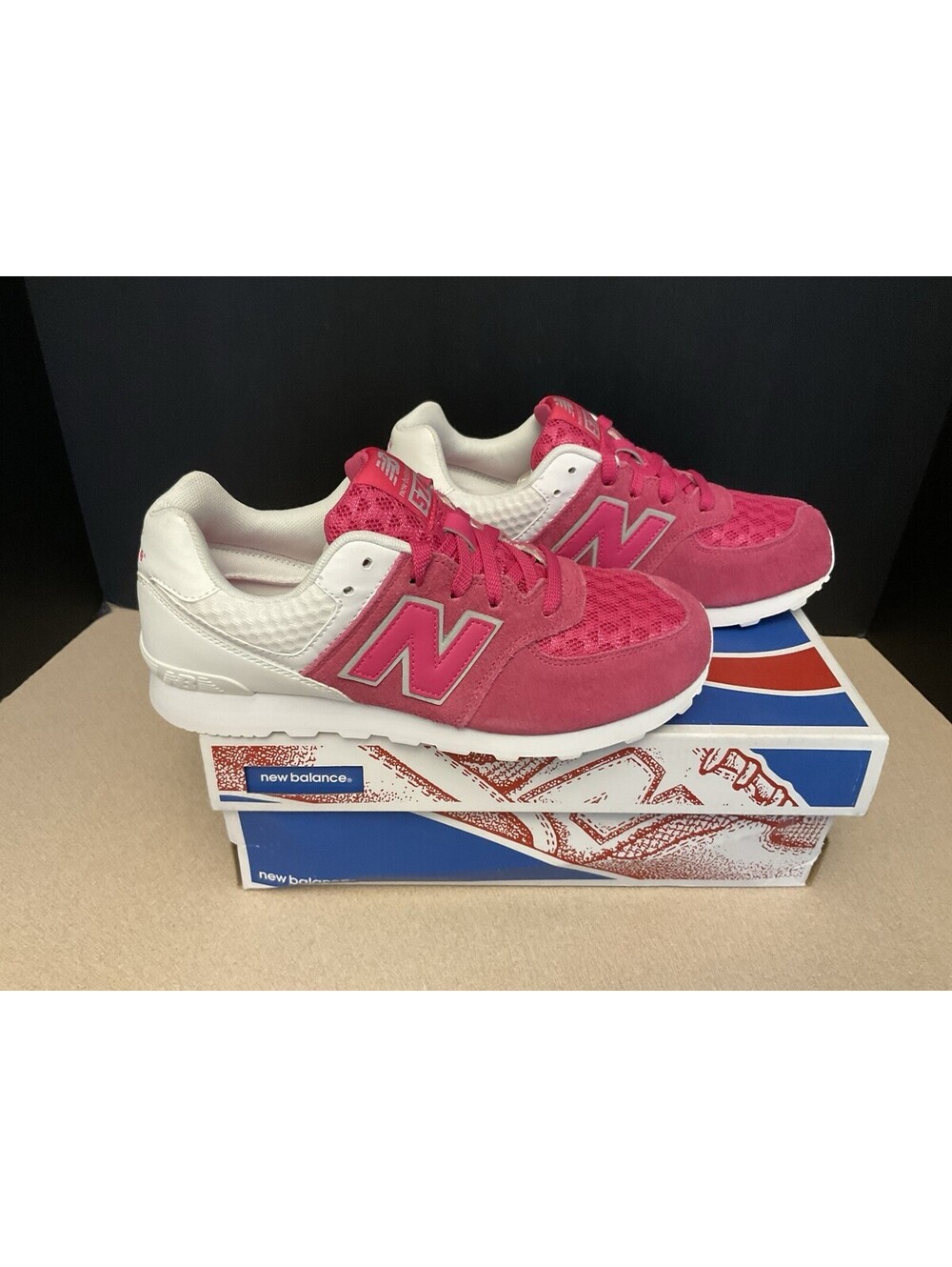 New! New Balance 574 Pink/White Athletic Shoes. Youth’s 6Y. Women’s 7.5. Nice!